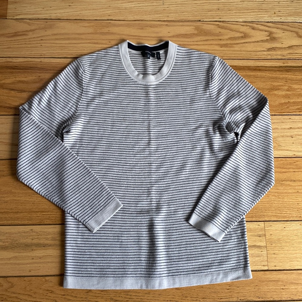 Theory: Gray Striped Sweater - (M)